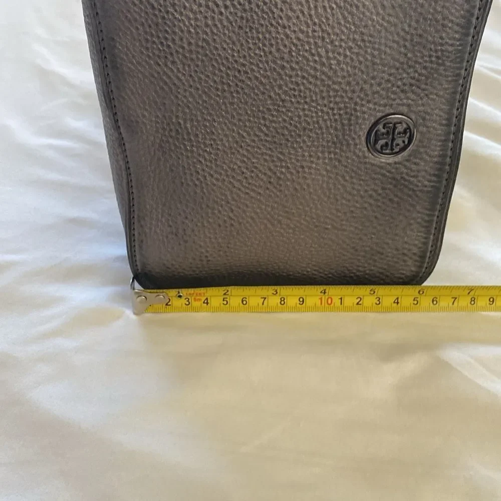 TORY BURCH Double Zipper Metallic Pebbled Leather Shoulder Bag
